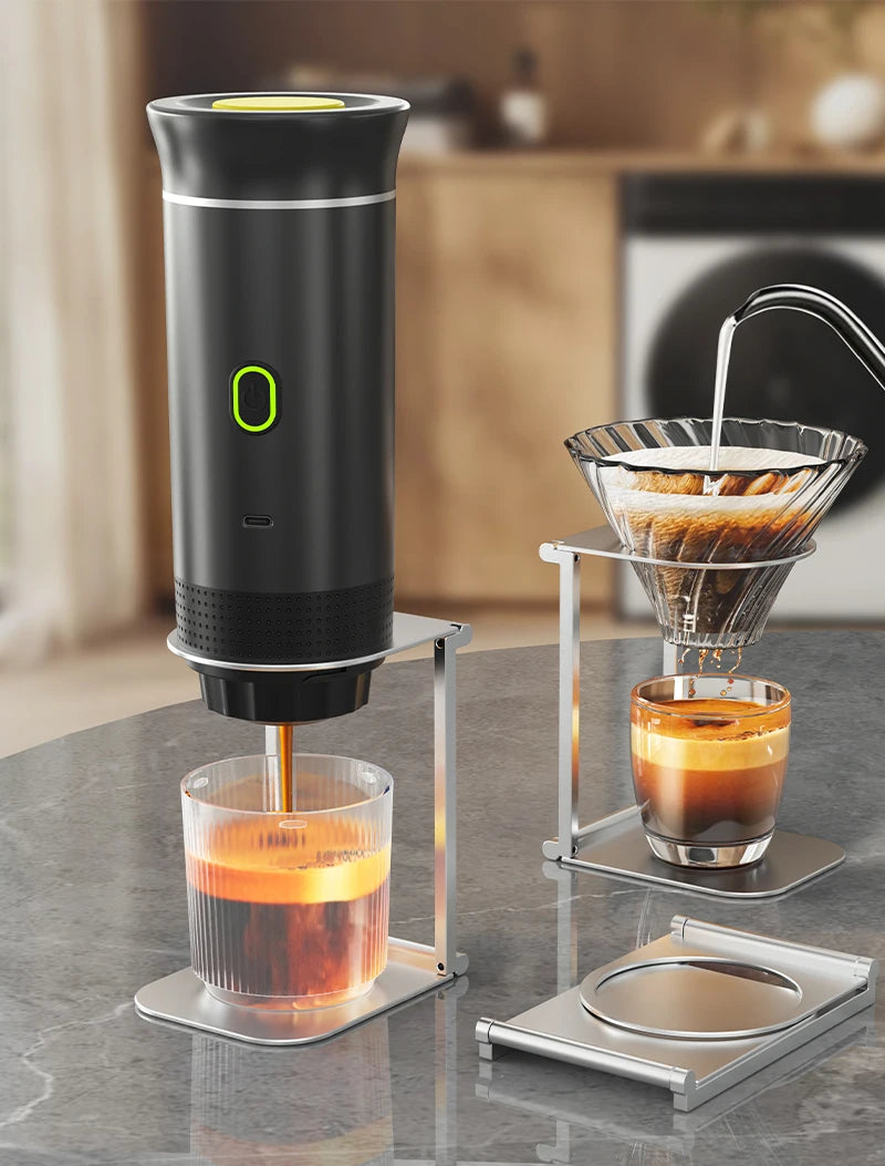 3-in-1 Capsule Powder Travel Coffee Maker Wireless Electric Portable Espresso Coffee Machine for Car & Home Camping Coffee Maker