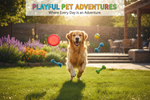 Dog playing with colorful toys