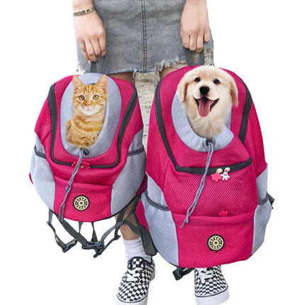 Nylon Mesh Pet Carrier Backpack - Front/Back Wear, Legs-Out, S/M/L, up to 10kg, 5 Colors