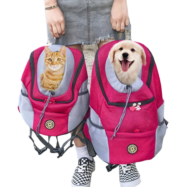 Nylon Mesh Pet Carrier Backpack - Front/Back Wear, Legs-Out, S/M/L, up to 10kg, 5 Colors