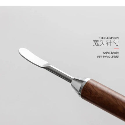 Coffee Art Needles Barista Cappuccino Espresso Coffee Decorating Wooden Handle Tamper Creative Coffee Art Pen Tools