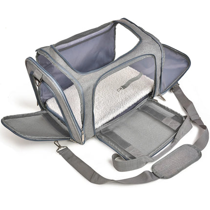 Airline Approved Soft-Side Dog & Cat Carrier Bag - M/L, Waterproof with Fleece Pad