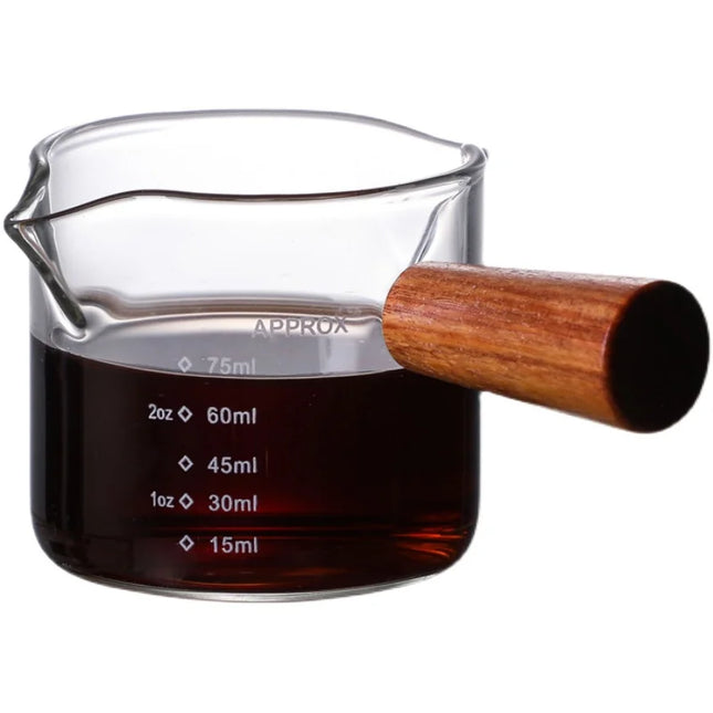 Double Pour Spout Heat Resistant Glass Measuring Cup Coffee Cup High Borosilicate Glass 75ml Espresso Transfer Cup Milk Cup