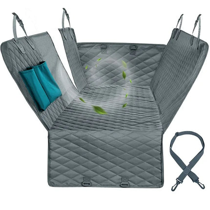 Dog Car Seat Cover Hammock - Waterproof 2-in-1 with Mesh Window, Side Flaps & Seat Belt