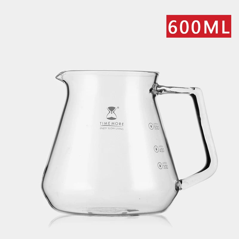 TIMEMORE glass coffee server glass coffee sharing pot coffee pot a water level display mark 360ml / 600ml