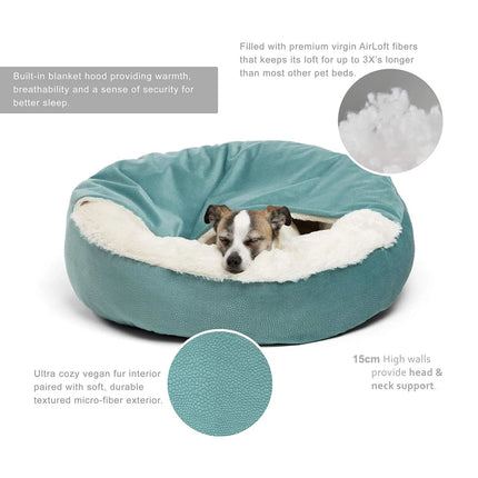 Benepaw Orthopedic Dog Bed with Hooded Blanket - Waterproof Corduroy, Machine Washable (S/M/L)