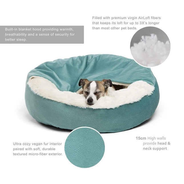 Benepaw Orthopedic Dog Bed with Hooded Blanket - Waterproof Corduroy, Machine Washable (S/M/L)