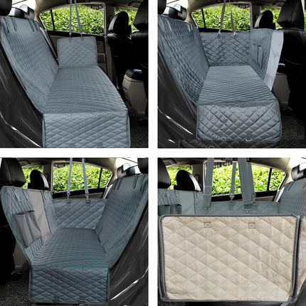 Dog Car Seat Cover Hammock - Waterproof 2-in-1 with Mesh Window, Side Flaps & Seat Belt