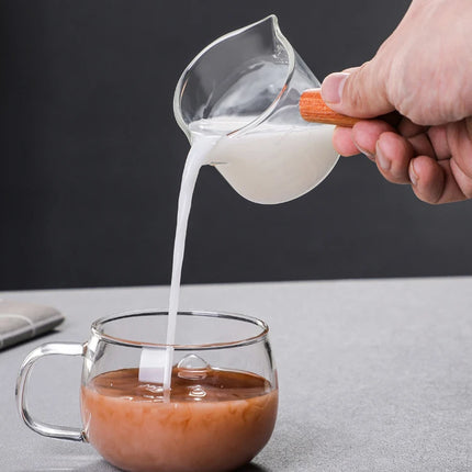 Double Pour Spout Heat Resistant Glass Measuring Cup Coffee Cup High Borosilicate Glass 75ml Espresso Transfer Cup Milk Cup