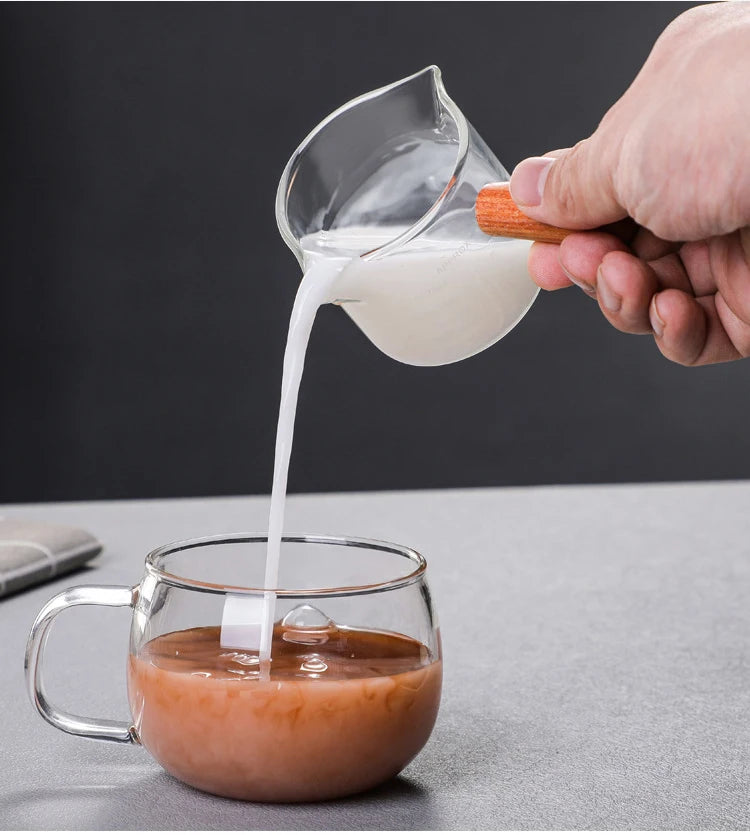 Double Pour Spout Heat Resistant Glass Measuring Cup Coffee Cup High Borosilicate Glass 75ml Espresso Transfer Cup Milk Cup