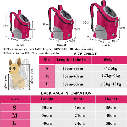 Portable Double Shoulder Pet Dog Carrier Backpack - S/M/L, Breathable, Orange Red/Blue