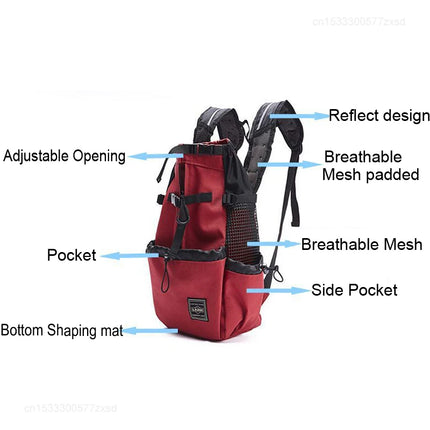 Polyester Reflective Dog Carrier Backpack - S(1-5kg)/M(4-9kg)/L(8-16kg)/XL(15-28kg), Washable, Gray/Black