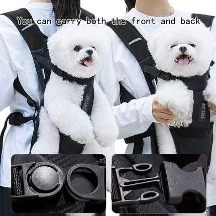 Polyester Pet Backpack Carrier with Chest Strap - S/M/L, up to 25kg, All Seasons, Black