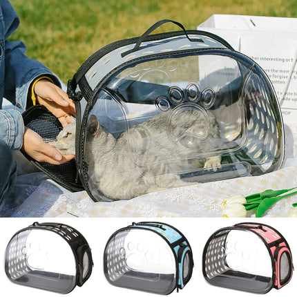 EVA Foldable Transparent Pet Carrier - S(35x20x22cm, up to 1.5kg) / L(42x33x28cm, up to 4kg), 5 Colors