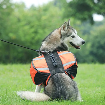 Oxford Dog Self-Carry Saddle Backpack - S(7.5-18kg)/M(18-28kg)/L(28-40kg), Reflective, Orange/Blue/Red/Black