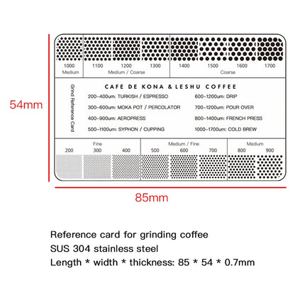 Ground Coffee Grind Reference Card Size 200-1700um Coffee Accessories Conversion Card For Common Brewing Related Conversions