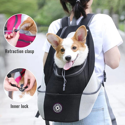 Dog Front Carrier Backpack for Hiking, Camping & Motorcycle - Breathable Nylon, S/M/L, 1-12kg