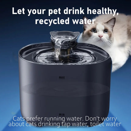 2.2L Whisper-Quiet Pet Water Fountain - Automatic Dispenser, Fresh Filtered Water for Cats