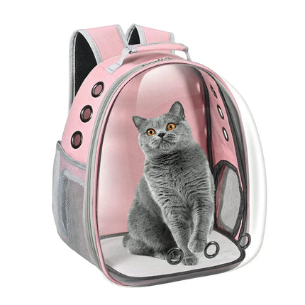 Airline Approved Cat Carrier Backpack - 36x26x40cm, up to 8kg, 9 Vents, Pink/Gray/Black