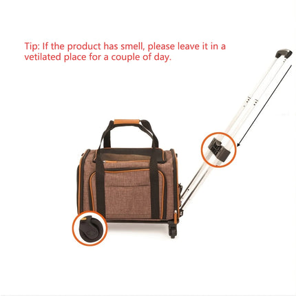 Airline-Certified Expandable Luxury Pet Carrier (With Wheels) - Dual-Wheel Pet Carrier - Pet Carrier with Retractable Handle