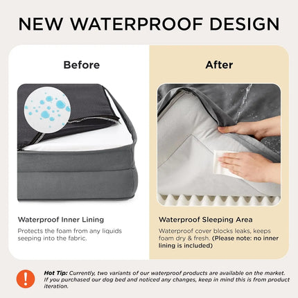 Orthopedic Dog Bed - Waterproof Corduroy with Removable Cover, Joint Pain Relief for Dogs & Cats