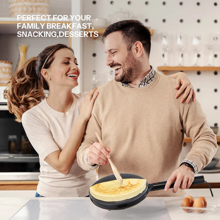 Electric Crepe Maker, 8 Inch Portable Crepe Maker Machine With Not-Stick Dipping Plate, Automatic Temperature Control