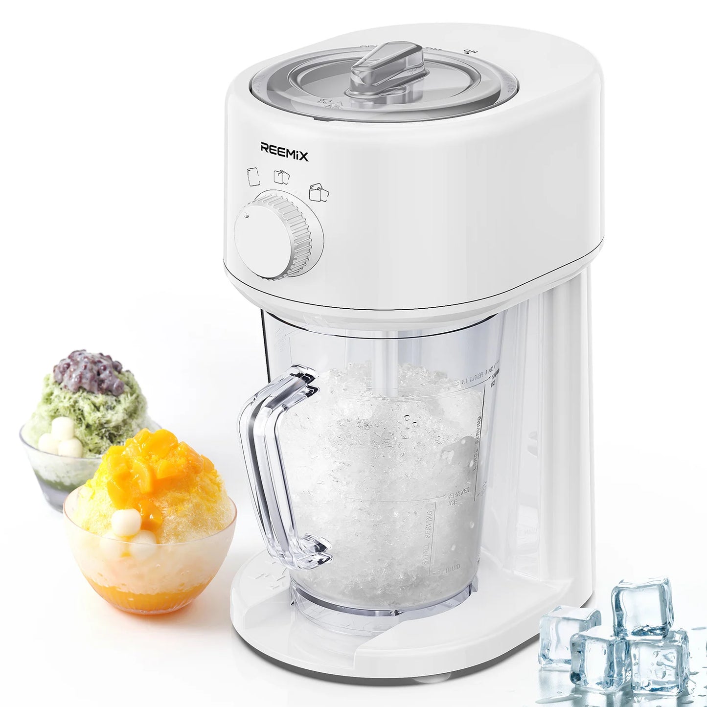 Shaved Ice Machine, Electric Ice Shaver and Snow Cone Machine with Large Capacity Storage, Portable Ice Crusher Ice Thickness Ca