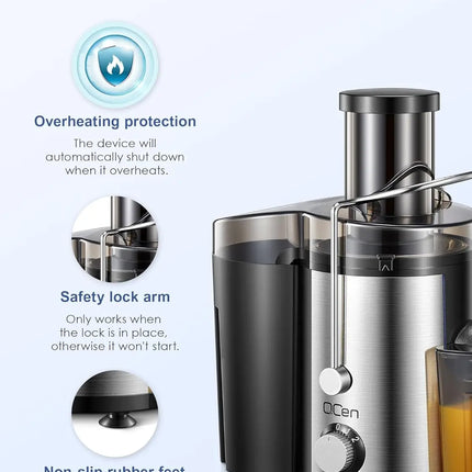 Juicer Machine, 800W Centrifugal Juicer Extractor with Wide Mouth 3” Feed Chute for Fruit Vegetable, Easy to Clean, Stainle