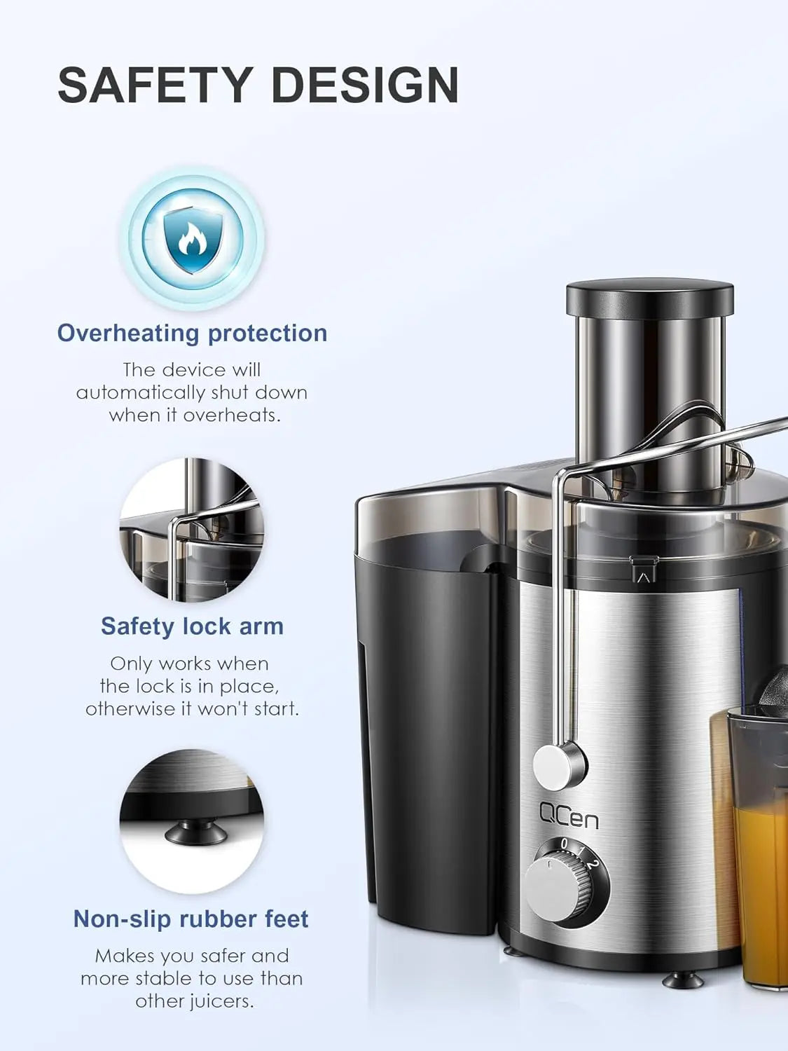 Juicer Machine, 800W Centrifugal Juicer Extractor with Wide Mouth 3” Feed Chute for Fruit Vegetable, Easy to Clean, Stainle