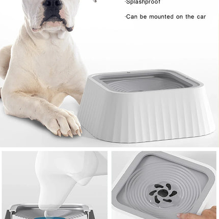 Pet Water Bowl with Floating Plates - No Spill, Anti-Splash, Slow Feeder for Dogs