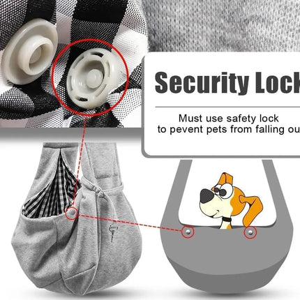 Polyester Hands-Free Dog Sling Carrier Purse - up to 7.5kg, Pocket & Safety Harness, Gray