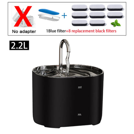 2.2L Ultra-Quiet Cat Water Fountain with Filter - 73oz Indoor Pet Water Dispenser for Cats & Dogs