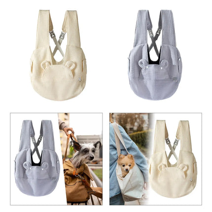 Large Capacity Breathable Pet Carrier Bag - 38x14x41cm, Multifunction, Gray/White