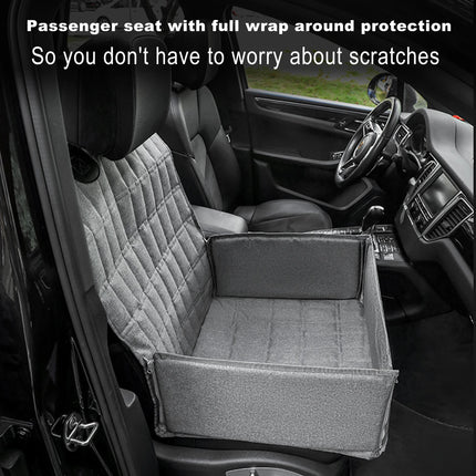 Dog Car Seat Cover with Middle Armrest - Side-Open Waterproof Oxford Fabric Pet Travel Mat