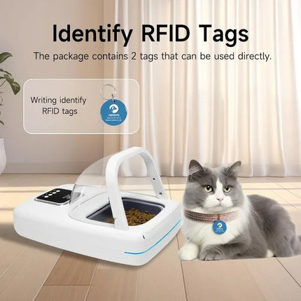 Microchip Cat Feeder with RFID Collar Sensor - Anti Food Grabbing, 3 Sensing Modes, LCD Timer