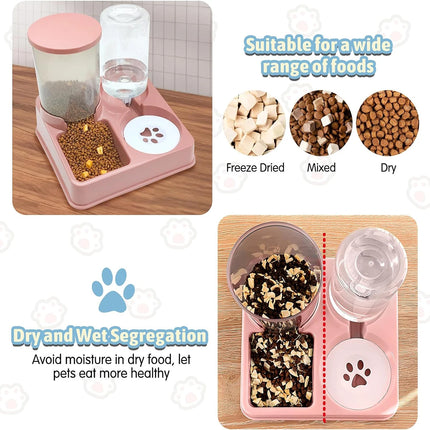 2-in-1 Gravity Pet Feeder & Water Dispenser Set - Tilted Automatic Food and Water for Cats & Dogs