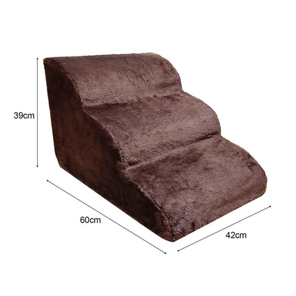 3-Tier Dog Stairs - Non-Slip Memory Foam Pet Steps, Removable & Washable Cover