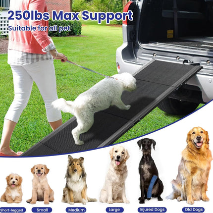 Folding Dog Ramp for Car - Extra Long Non-Slip Ramp for Large Dogs, Supports up to 250lbs