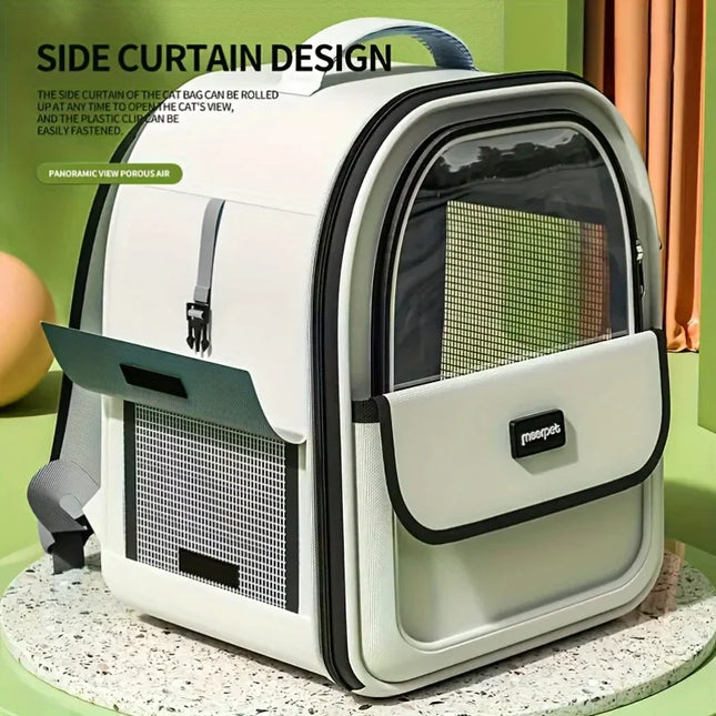 Large Transparent Capsule Pet Backpack - Breathable Outdoor Carrier, Yellow/Pink/Black/Grey