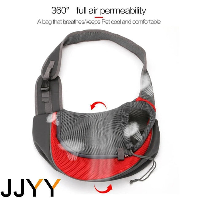 Mesh Nylon Pet Carrier Shoulder Sling - S(up to 4kg) / L(up to 9kg), Black/Red/Blue