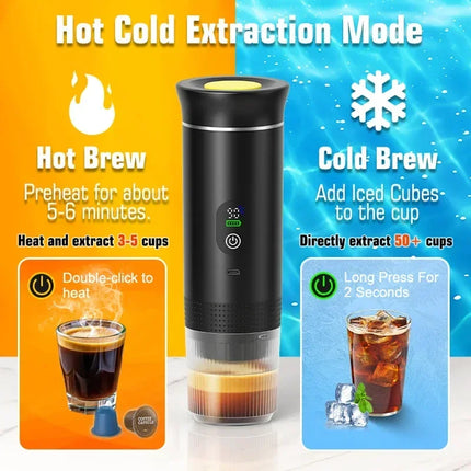 Foombthe Portable Espresso Coffee Machine With Digital Display 3-in-1 Capsule Coffee Maker for Car & Home Camping Coffee Maker