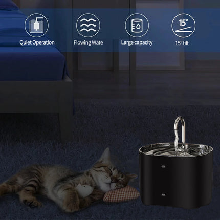 2.2L Ultra-Quiet Cat Water Fountain with Filter - 73oz Indoor Pet Water Dispenser for Cats & Dogs