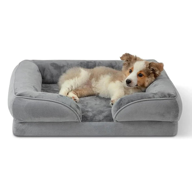 Orthopedic Dog Bed - Waterproof Corduroy with Removable Cover, Joint Pain Relief for Dogs & Cats