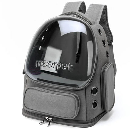 ABS Oxford Transparent Folding Pet Carrier Backpack - 42x27x34cm, Anti-Scratch, XXL, Gray/Army Green