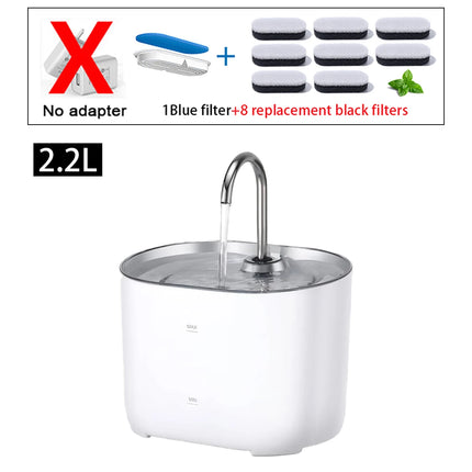 2.2L Ultra-Quiet Cat Water Fountain with Filter - 73oz Indoor Pet Water Dispenser for Cats & Dogs