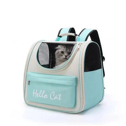 Windproof Cat Carrier Backpack with Cushion - Oxford PVC, 37x25x34cm, 6 Colors