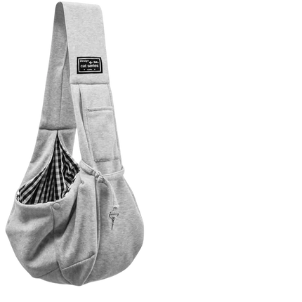 Polyester Hands-Free Dog Sling Carrier Purse - up to 7.5kg, Pocket & Safety Harness, Gray