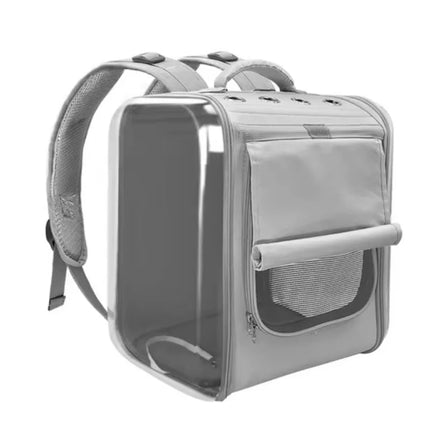 Eco-Friendly Cotton Pet Carrier Backpack - Belt Closure, S/M/L, Pink/Grey