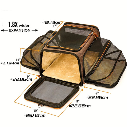 Airline-Certified Expandable Luxury Pet Carrier (With Wheels) - Dual-Wheel Pet Carrier - Pet Carrier with Retractable Handle