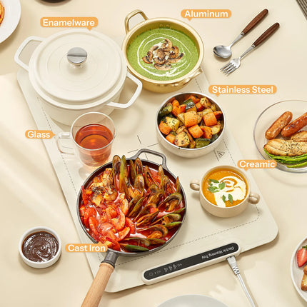 Electric Warming Tray, Yabano Foldable Food Warming Mat with 3 Temperature Settings, Auto Shut-Off Food Warmer for Buffet